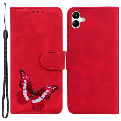 For Samsung Galaxy A04e 4G / F04 4G / M04 4G Leather Phone Case Butterfly Pattern Printing Wallet Phone Stand Cover