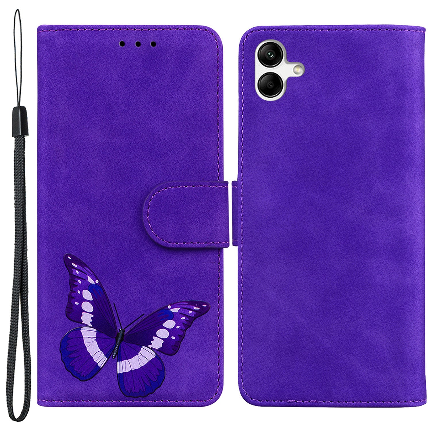 For Samsung Galaxy A04e 4G / F04 4G / M04 4G Leather Phone Case Butterfly Pattern Printing Wallet Phone Stand Cover