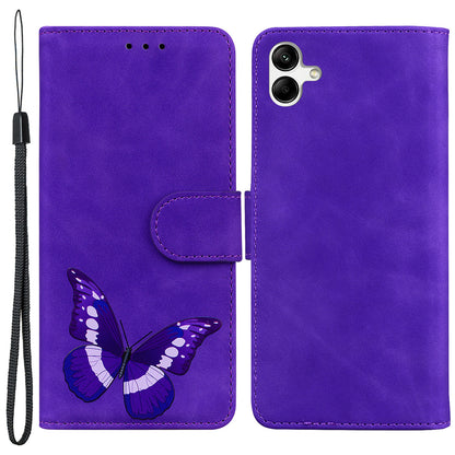 For Samsung Galaxy A04e 4G / F04 4G / M04 4G Leather Phone Case Butterfly Pattern Printing Wallet Phone Stand Cover
