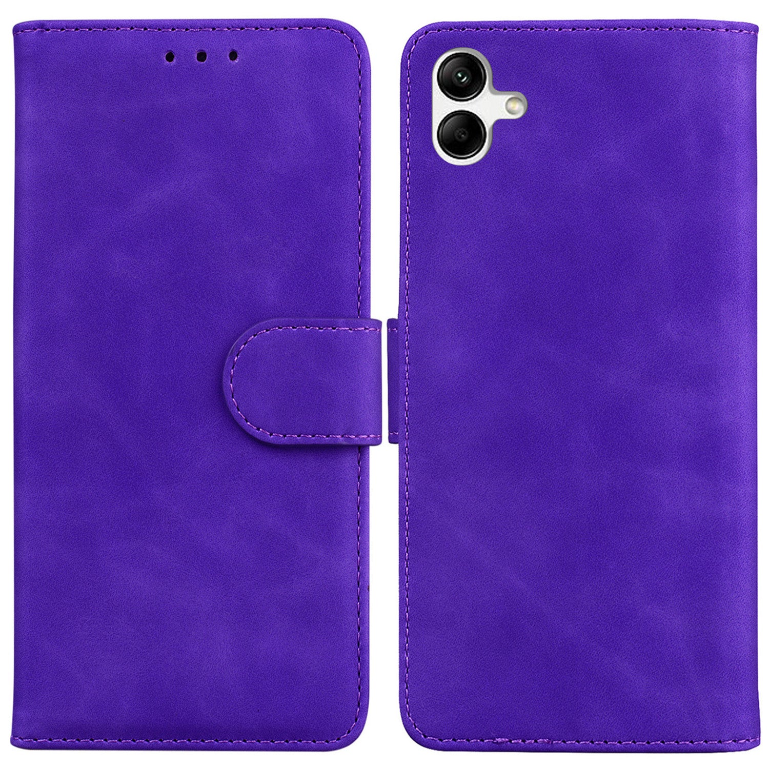 For Samsung Galaxy A04e 4G / F04 4G / M04 4G Phone Wallet Case Solid Color PU Leather Stand Cover