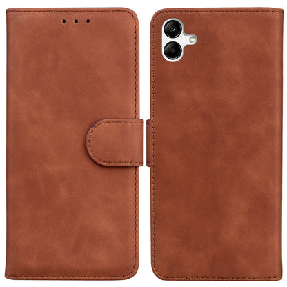 For Samsung Galaxy A04e 4G / F04 4G / M04 4G Phone Wallet Case Solid Color PU Leather Stand Cover