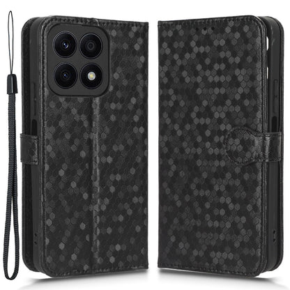 For Honor X8a 4G PU Leather Cover Stand Dot Pattern Imprinted Wallet Phone Case