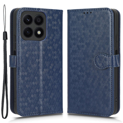 For Honor X8a 4G PU Leather Cover Stand Dot Pattern Imprinted Wallet Phone Case