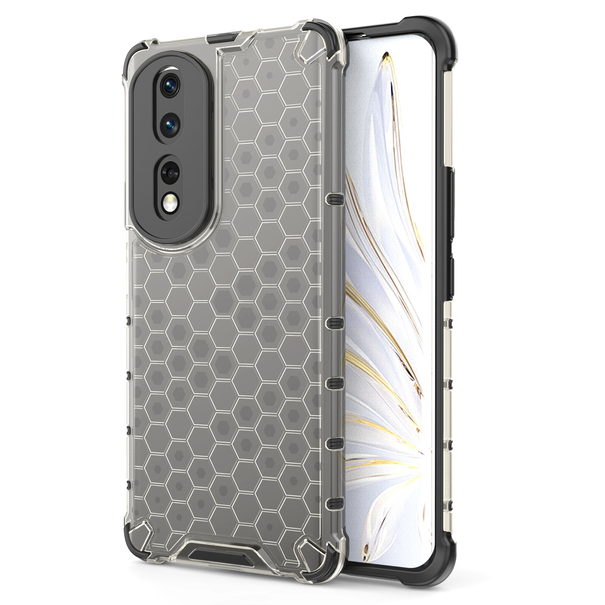 For Honor 80 5G Honeycomb Texture TPU+PC Phone Case Shockproof Back Cover