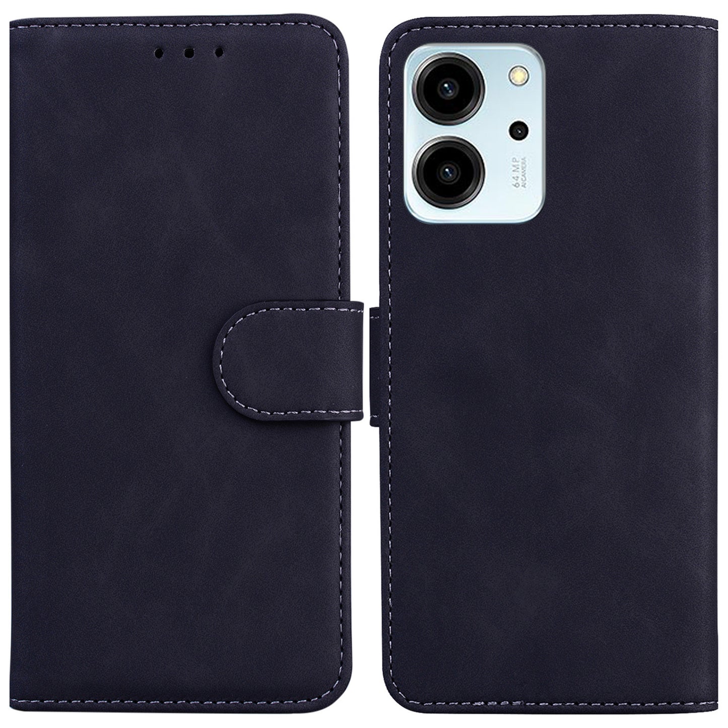 For Honor 80 SE 5G Solid Color Smartphone Case PU Leather Flip Stand Phone Cover Wallet