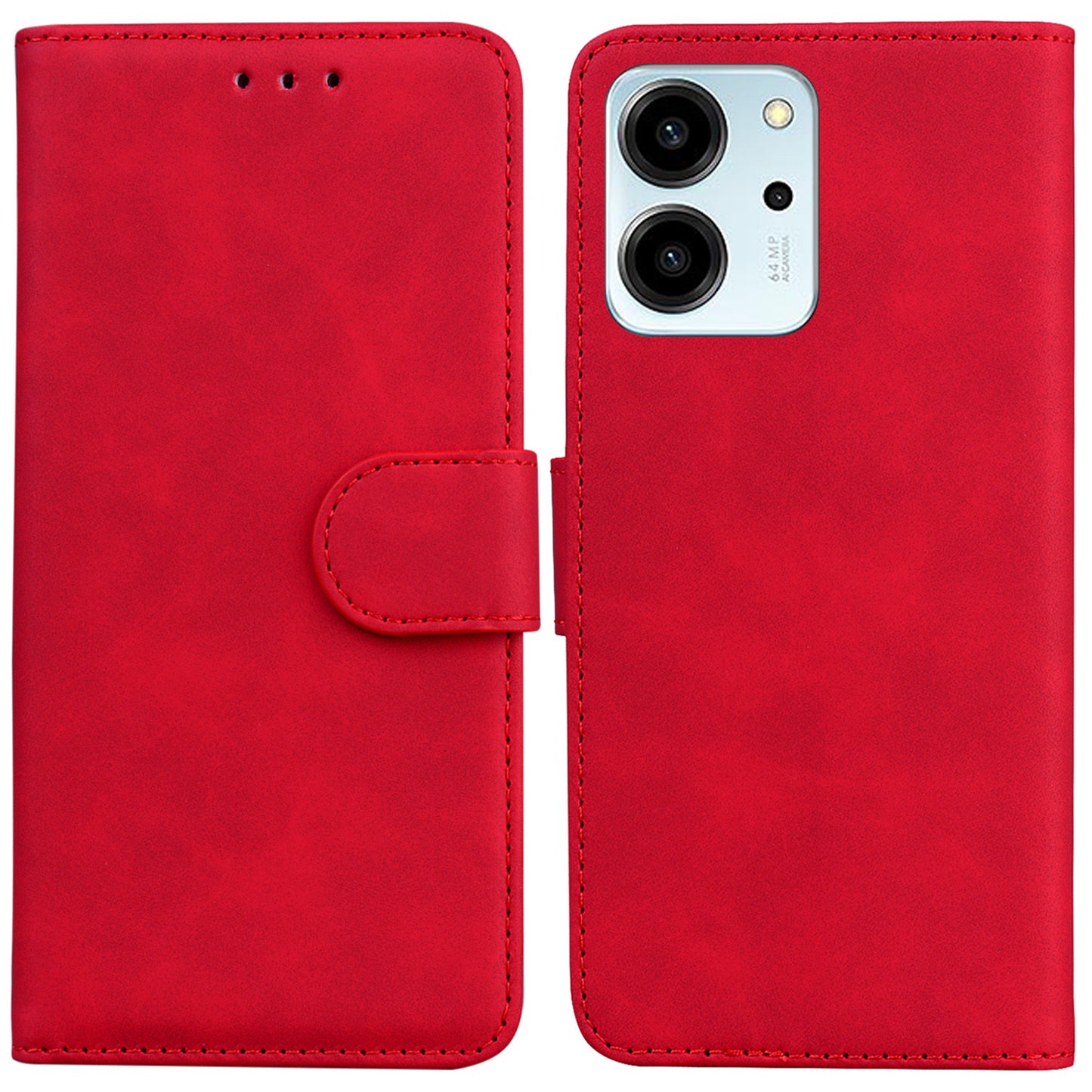 For Honor 80 SE 5G Solid Color Smartphone Case PU Leather Flip Stand Phone Cover Wallet