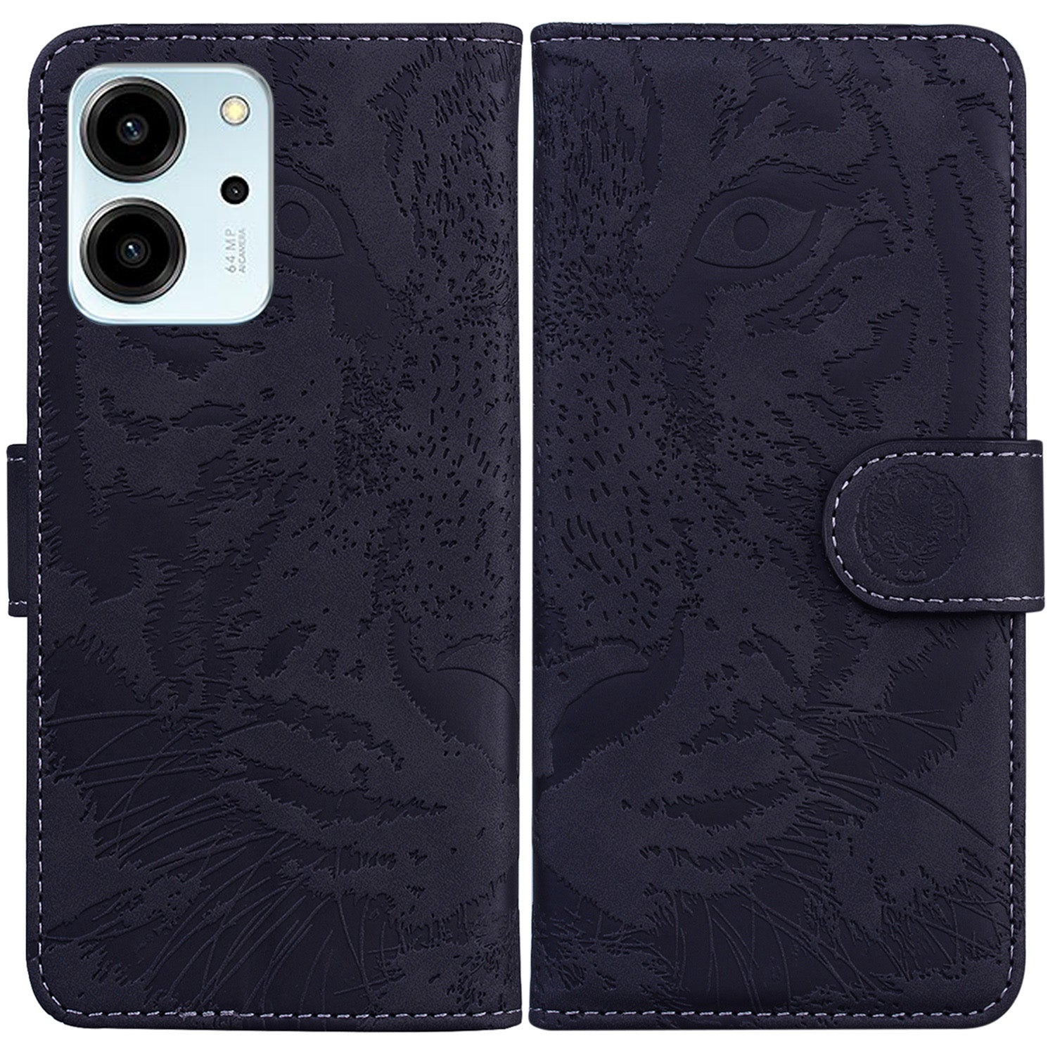 For Honor 80 SE 5G PU Leather Wallet Case Flip Stand Tiger Pattern Imprinted Phone Cover