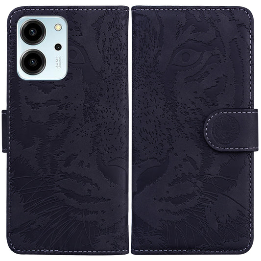 For Honor 80 SE 5G PU Leather Wallet Case Flip Stand Tiger Pattern Imprinted Phone Cover