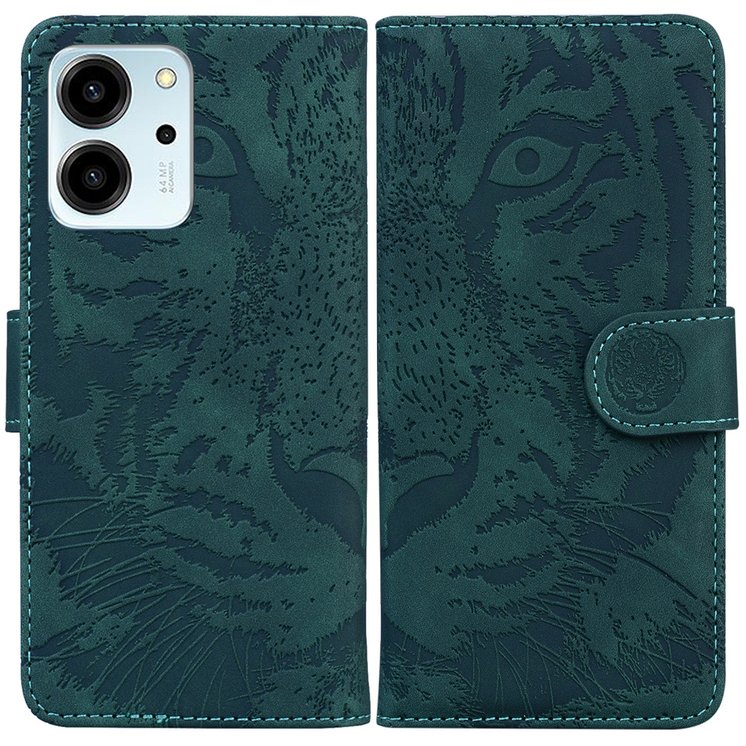 For Honor 80 SE 5G PU Leather Wallet Case Flip Stand Tiger Pattern Imprinted Phone Cover