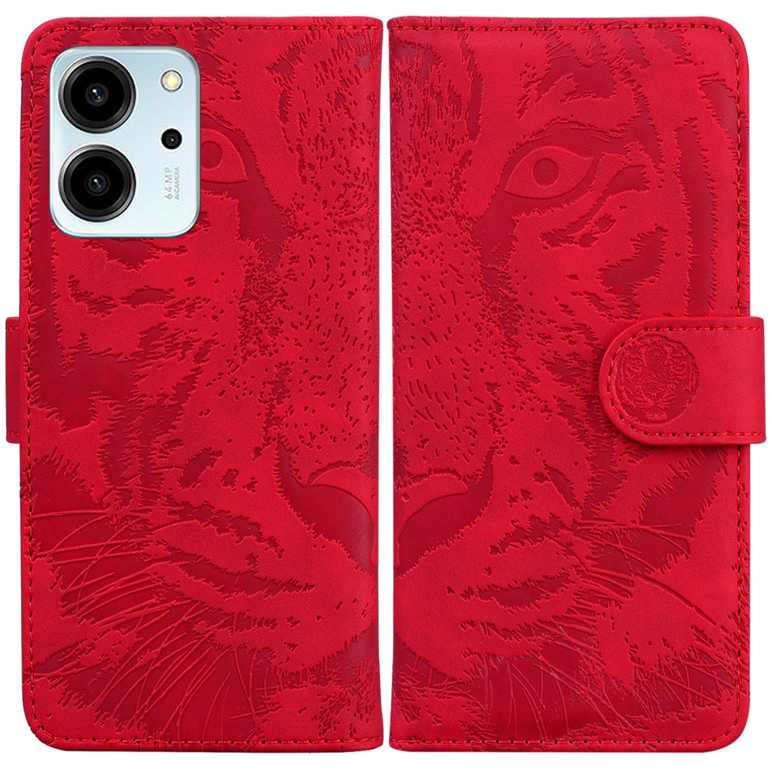 For Honor 80 SE 5G PU Leather Wallet Case Flip Stand Tiger Pattern Imprinted Phone Cover