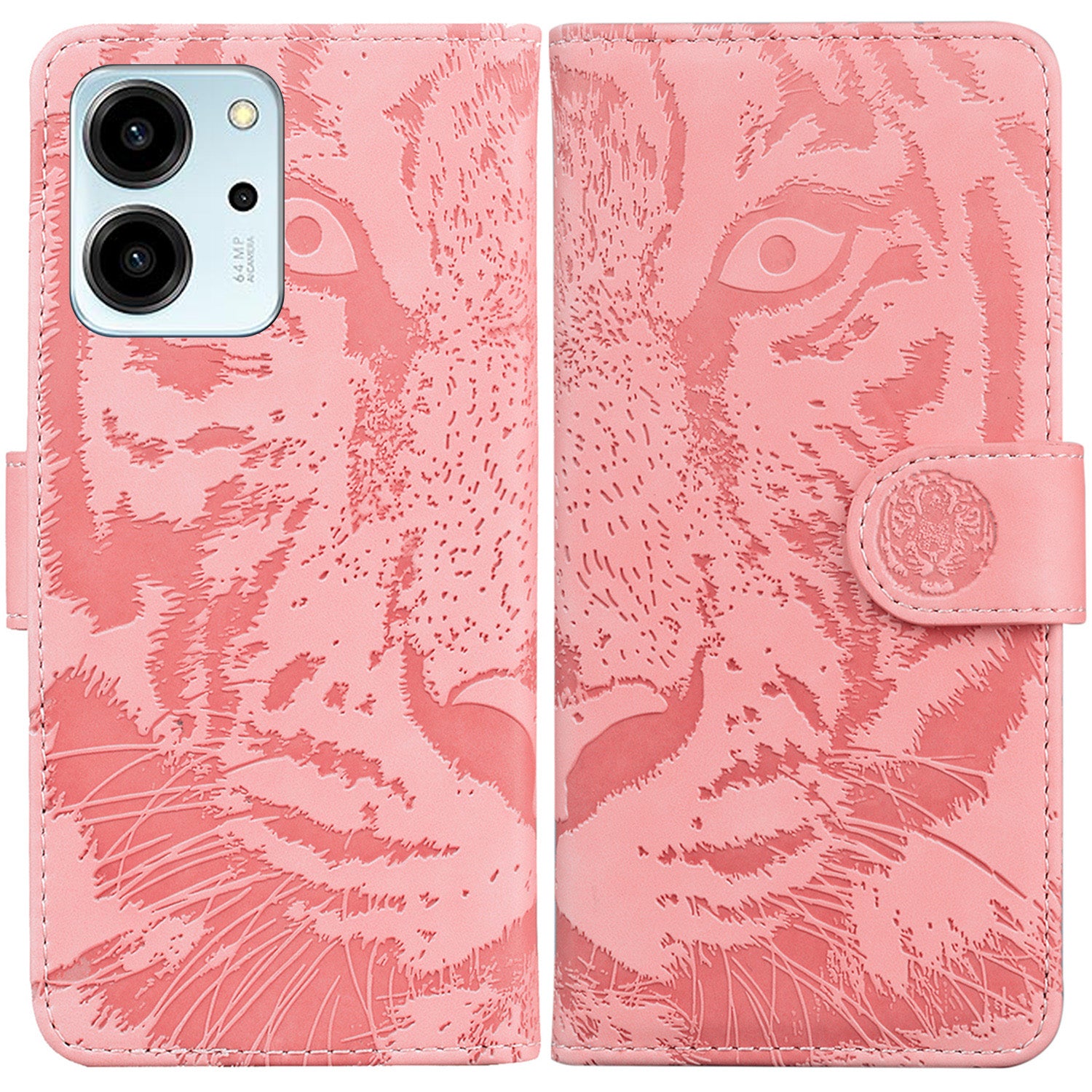 For Honor 80 SE 5G PU Leather Wallet Case Flip Stand Tiger Pattern Imprinted Phone Cover