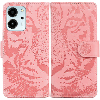 For Honor 80 SE 5G PU Leather Wallet Case Flip Stand Tiger Pattern Imprinted Phone Cover