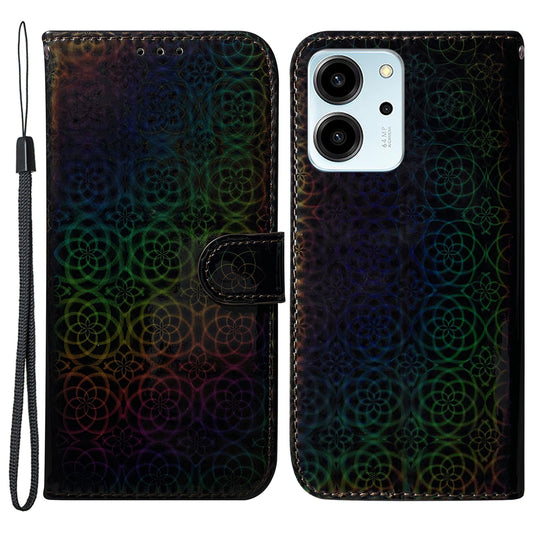 Protective Phone Cover For Honor 80 SE 5G , PU Leather Dazzling Flower Pattern Flip Wallet Case Stand with Strap