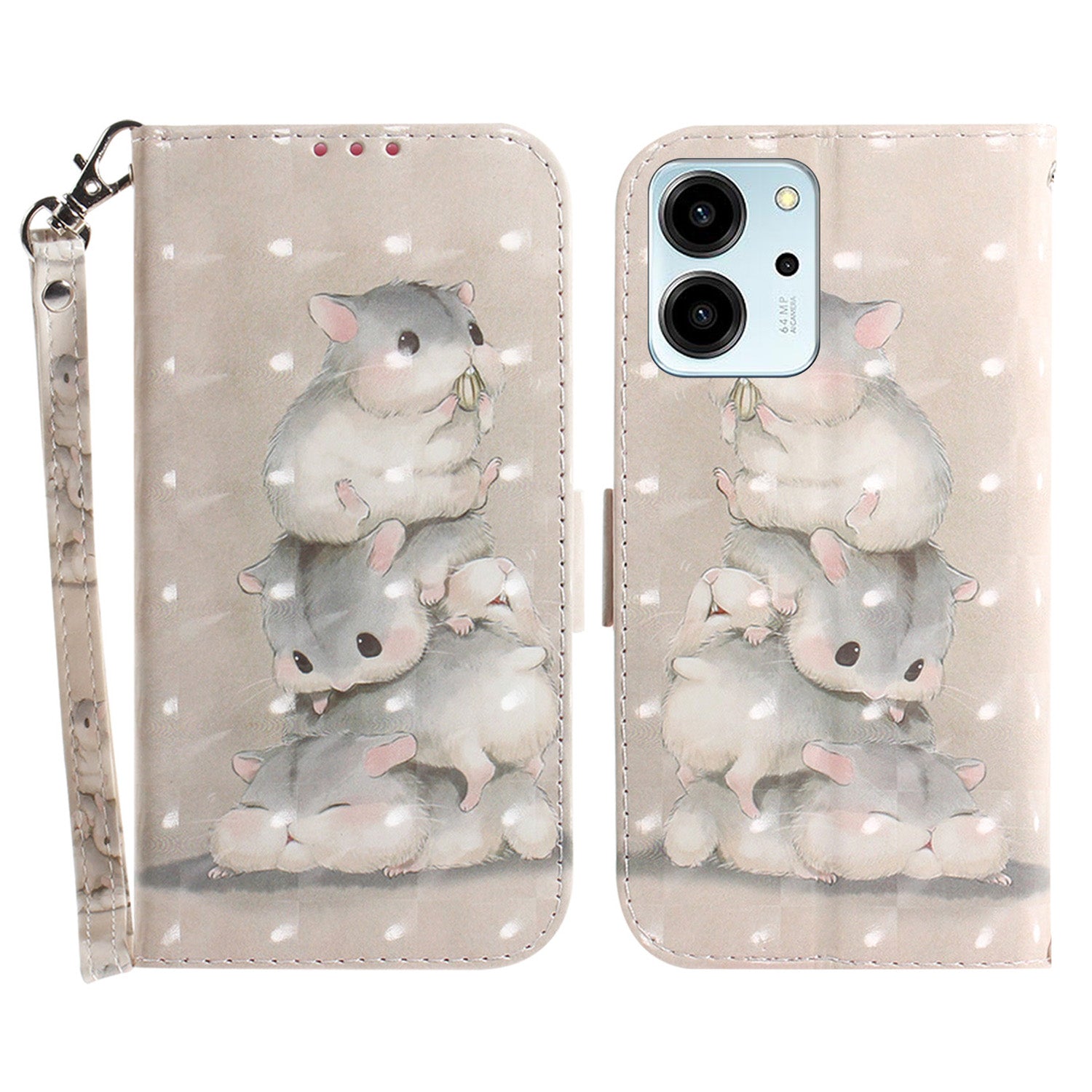 For Honor 80 SE 5G Anti-shock Cell Phone Case Stand Wallet PU Leather Flip Phone Cover with Strap