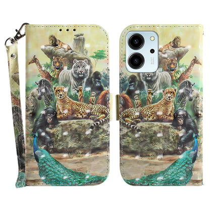 For Honor 80 SE 5G Anti-shock Cell Phone Case Stand Wallet PU Leather Flip Phone Cover with Strap