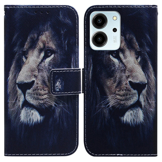 For Honor 80 SE 5G Pattern Printing PU Leather Flip Stand Case Drop-proof Wallet Cover with Strap