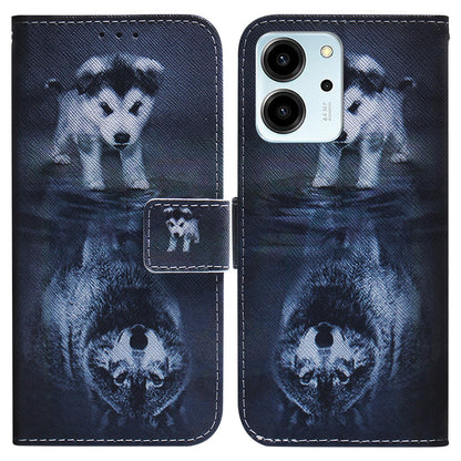 For Honor 80 SE 5G Pattern Printing PU Leather Flip Stand Case Drop-proof Wallet Cover with Strap