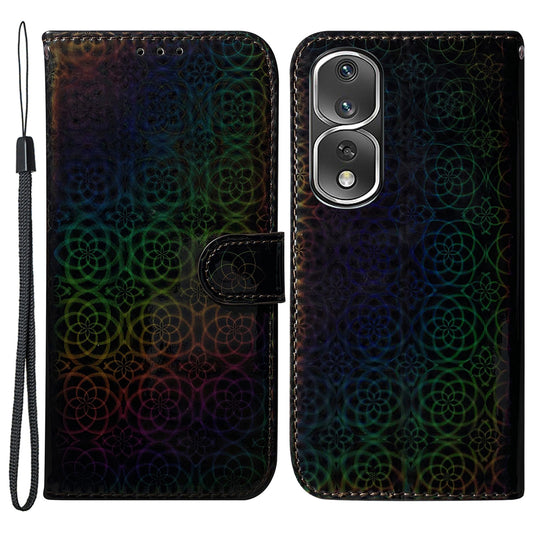 Anti-drop Phone Cover For Honor 80 Pro 5G , Dazzling Flower Pattern Flip Leather Wallet Case Stand with Strap