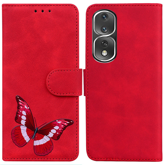 Cell Phone Cover For Honor 80 Pro 5G Butterfly Printing Flip Leather Wallet Stand Anti-drop Case