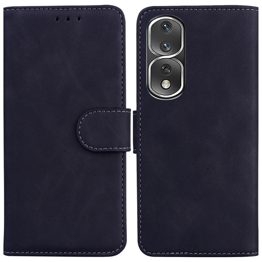 For Honor 80 Pro 5G Wallet Phone Case Solid Color PU Leather Stand Shockproof Cover