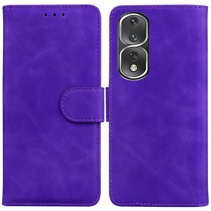 For Honor 80 Pro 5G Wallet Phone Case Solid Color PU Leather Stand Shockproof Cover