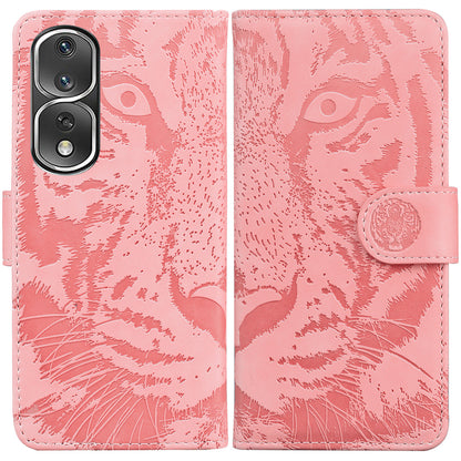 For Honor 80 Pro 5G PU Leather Tiger Pattern Imprinted Phone Case Wallet Stand Magnetic Flip Cover