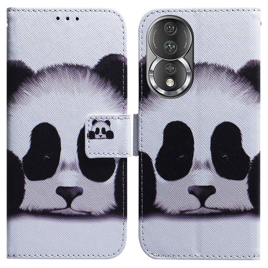 For Honor 80 5G PU Leather Stand Phone Case Pattern Printing Anti-drop Wallet Cover with Strap