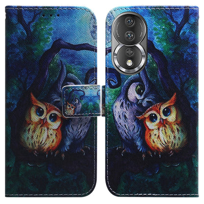 For Honor 80 5G PU Leather Stand Phone Case Pattern Printing Anti-drop Wallet Cover with Strap