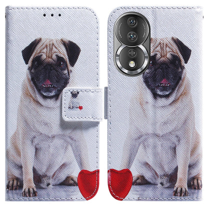 For Honor 80 5G PU Leather Stand Phone Case Pattern Printing Anti-drop Wallet Cover with Strap