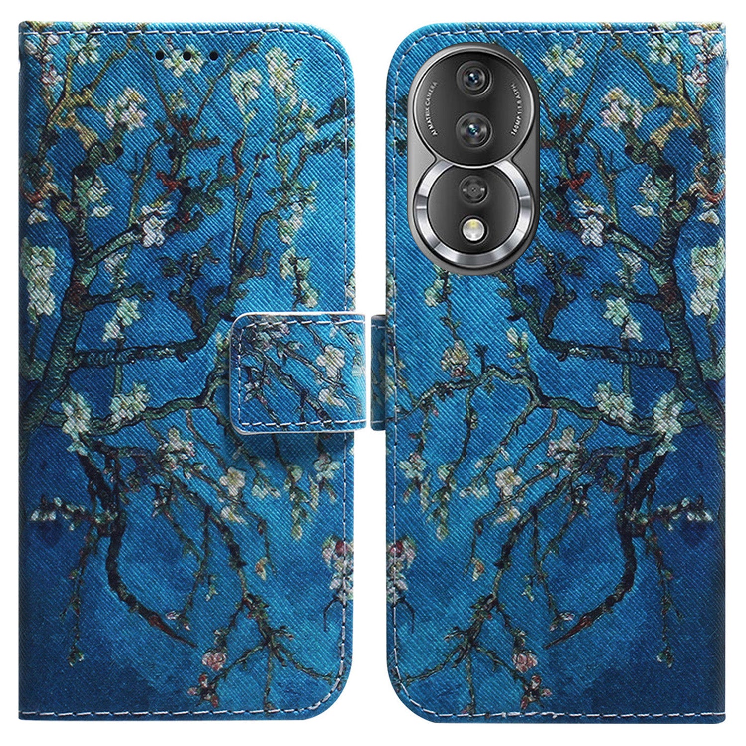 For Honor 80 5G PU Leather Stand Phone Case Pattern Printing Anti-drop Wallet Cover with Strap