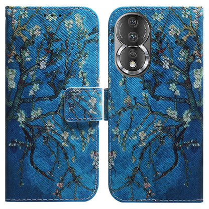 For Honor 80 5G PU Leather Stand Phone Case Pattern Printing Anti-drop Wallet Cover with Strap