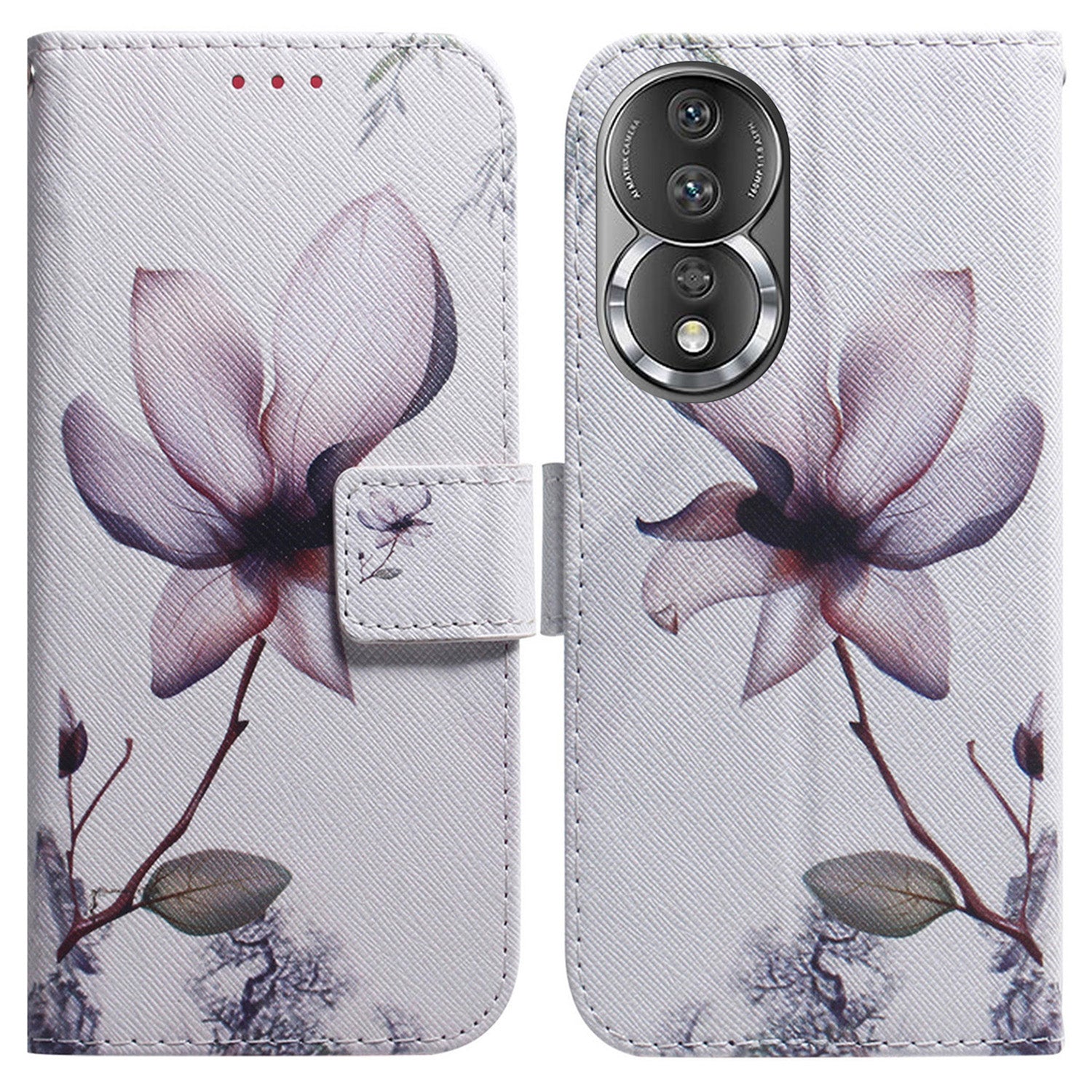 For Honor 80 5G PU Leather Stand Phone Case Pattern Printing Anti-drop Wallet Cover with Strap