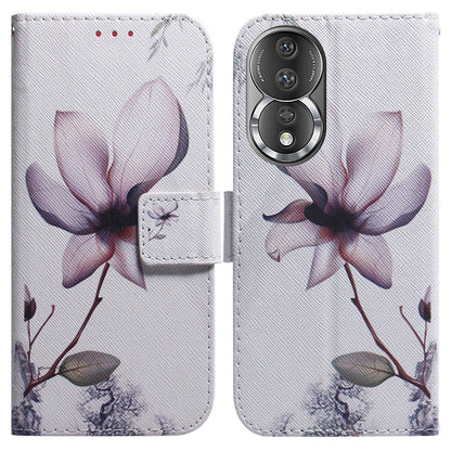 For Honor 80 5G PU Leather Stand Phone Case Pattern Printing Anti-drop Wallet Cover with Strap