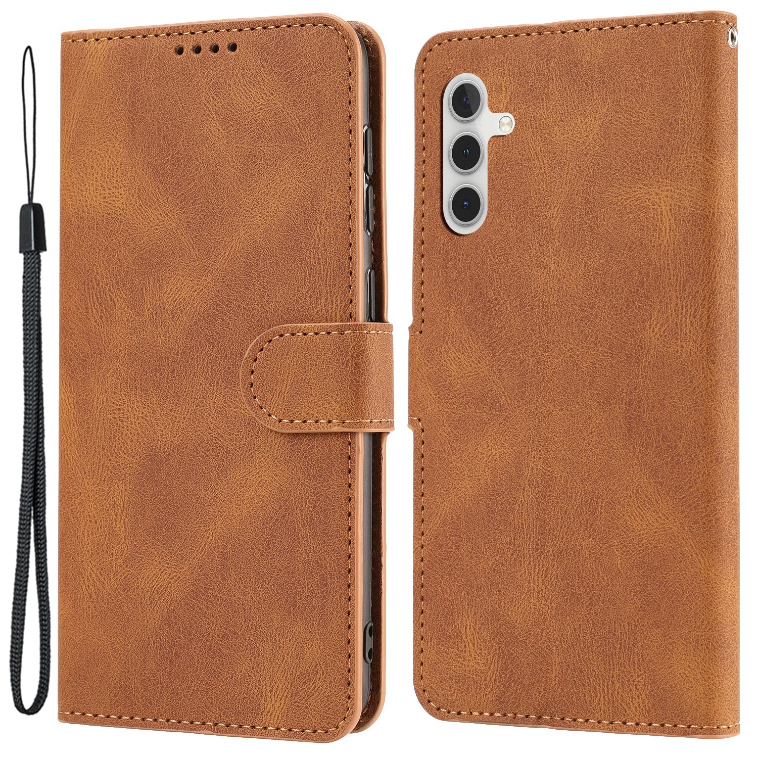 For Samsung Galaxy A34 5G Dustproof Leather Phone Case Magnetic Stand Wallet Phone Cover with Strap