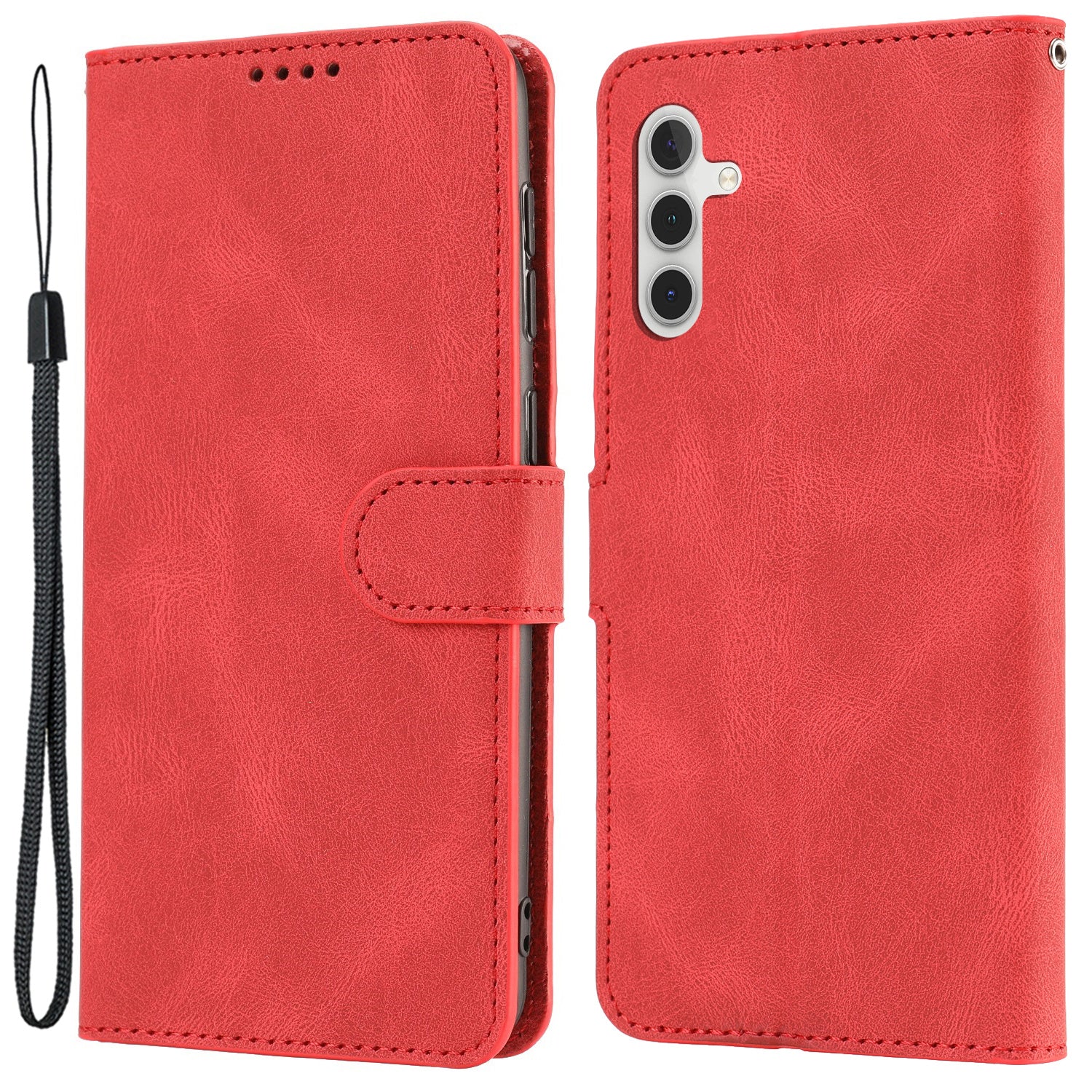 For Samsung Galaxy A34 5G Dustproof Leather Phone Case Magnetic Stand Wallet Phone Cover with Strap
