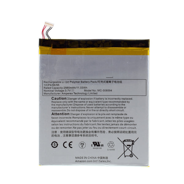 Assembly 3.7V 2980mAh 11.03Wh Battery Replacement (Without LOGO) for Amazon Kindle Fire 7 5th Gen SV98LN MC-308594