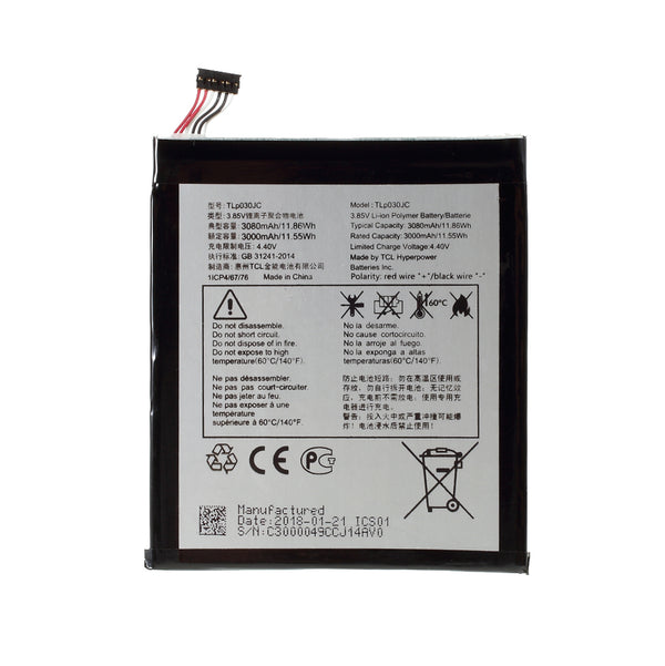 Assembly 3.85V 3000mAh 11.55Wh Battery Replacement (Without LOGO) for Alcatel A3 XL 9008 TLp030JC