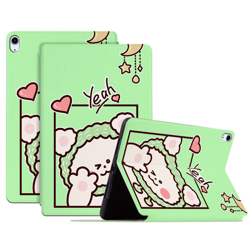 For iPad Air (2022)/(2020) Shockproof Stand Tablet Case Cartoon Pattern Printing PU Leather Auto Wake/Sleep Protective Cover