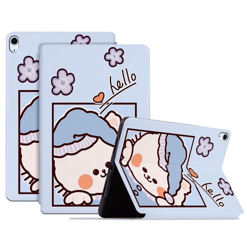For iPad Air (2022)/(2020) Shockproof Stand Tablet Case Cartoon Pattern Printing PU Leather Auto Wake/Sleep Protective Cover