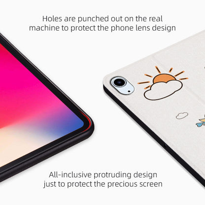 For iPad Air (2022)/(2020) Shockproof Stand Tablet Case Cartoon Pattern Printing PU Leather Auto Wake/Sleep Protective Cover