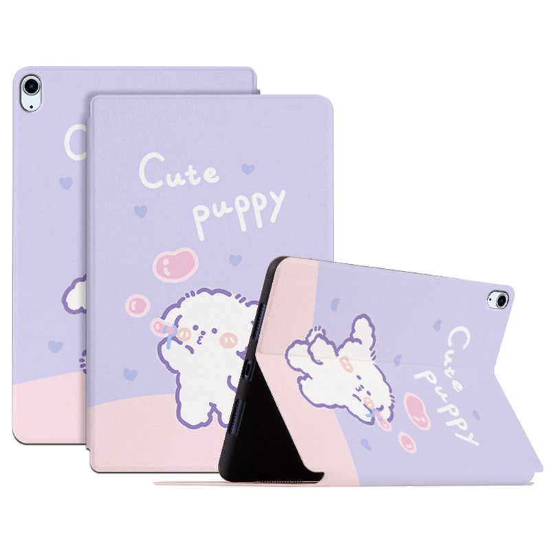 For iPad Air (2022)/(2020) Shockproof Stand Tablet Case Cartoon Pattern Printing PU Leather Auto Wake/Sleep Protective Cover