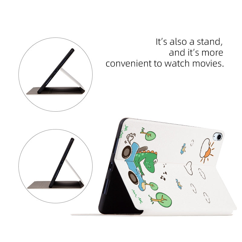 For iPad Air (2022)/(2020) Shockproof Stand Tablet Case Cartoon Pattern Printing PU Leather Auto Wake/Sleep Protective Cover
