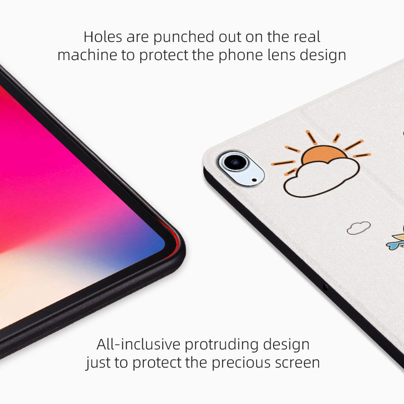 For iPad Air (2022)/(2020) Shockproof Stand Tablet Case Cartoon Pattern Printing PU Leather Auto Wake/Sleep Protective Cover