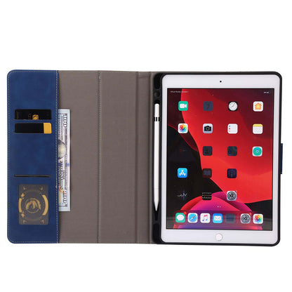 For iPad 10.2 (2021)/(2020)/(2019) PU Leather Smart Cover Wallet Design Folio Stand Tablet Case with Pencil Holder â€“ Dark Blue
