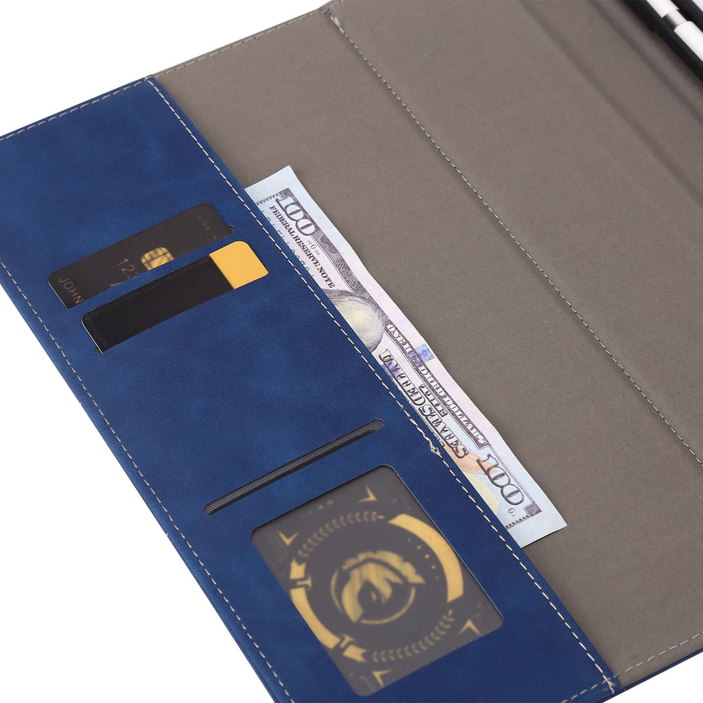 For iPad 10.2 (2021)/(2020)/(2019) PU Leather Smart Cover Wallet Design Folio Stand Tablet Case with Pencil Holder â€“ Dark Blue