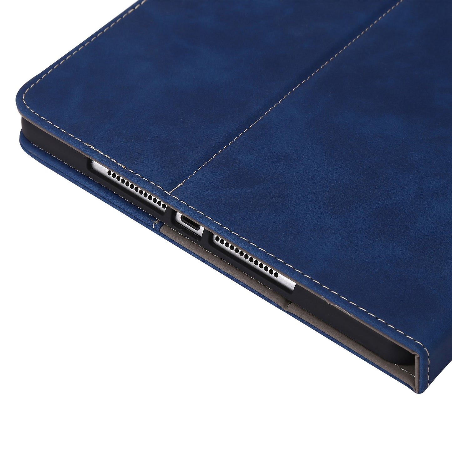 For iPad 10.2 (2021)/(2020)/(2019) PU Leather Smart Cover Wallet Design Folio Stand Tablet Case with Pencil Holder â€“ Dark Blue