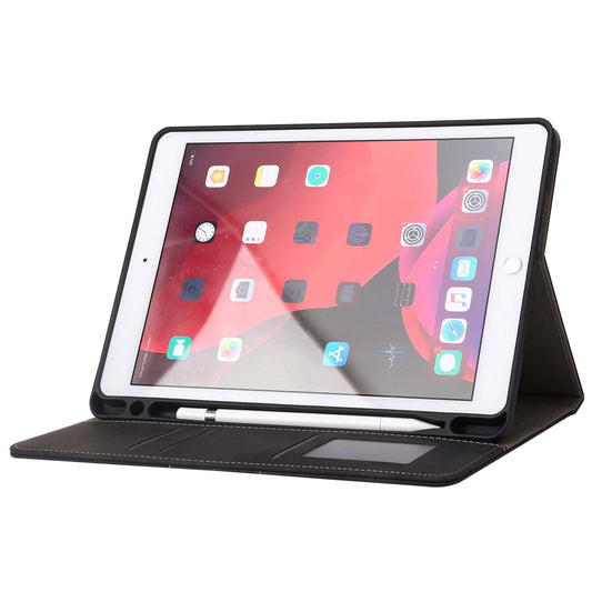 For iPad 10.2 (2021)/(2020)/(2019) PU Leather Smart Cover Wallet Design Folio Stand Tablet Case with Pencil Holder â€“ Black