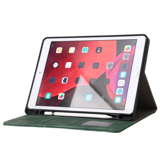 For iPad 10.2 (2021)/(2020)/(2019) PU Leather Smart Cover Wallet Design Folio Stand Tablet Case with Pencil Holder â€“ Green