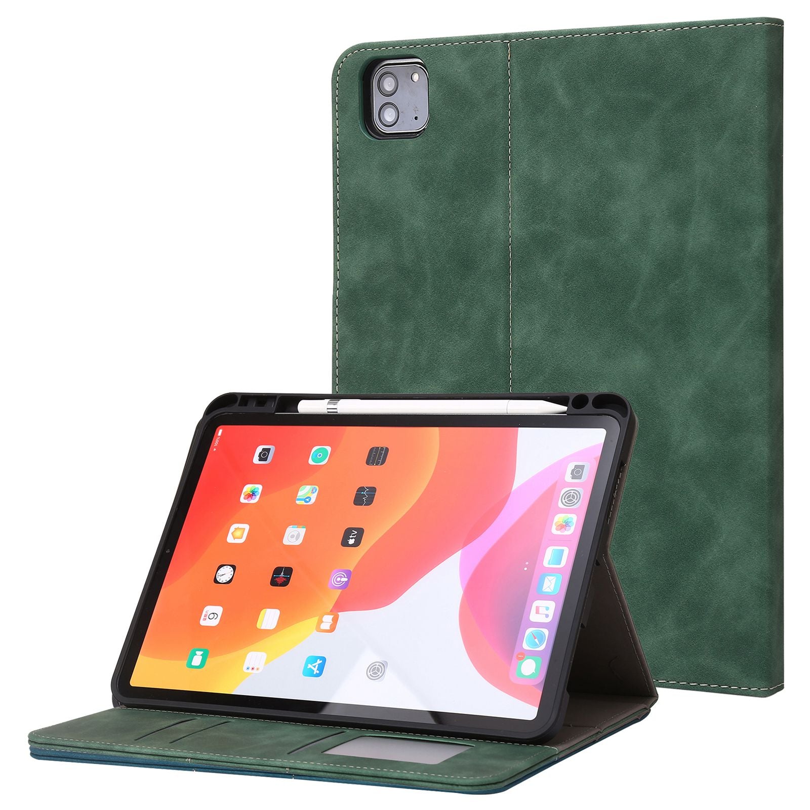 For iPad Air (2020)/(2022)/iPad Pro 11-inch (2021)/(2020)/(2018) PU Leather Wallet Pen Slot Case Flip Stand Auto Wake/Sleep Protective Tablet Cover