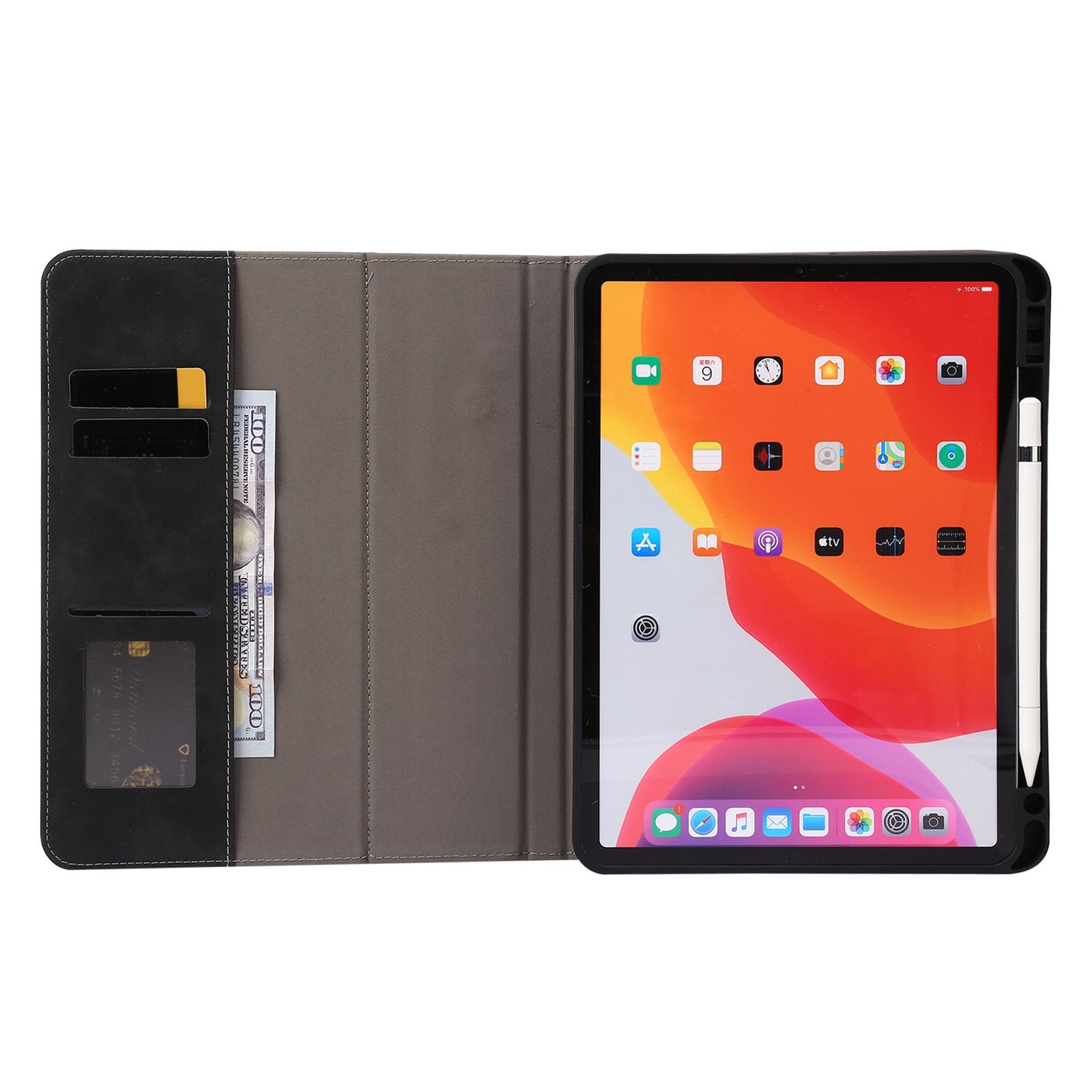 For iPad Air (2020)/(2022)/iPad Pro 11-inch (2021)/(2020)/(2018) PU Leather Wallet Pen Slot Case Flip Stand Auto Wake/Sleep Protective Tablet Cover